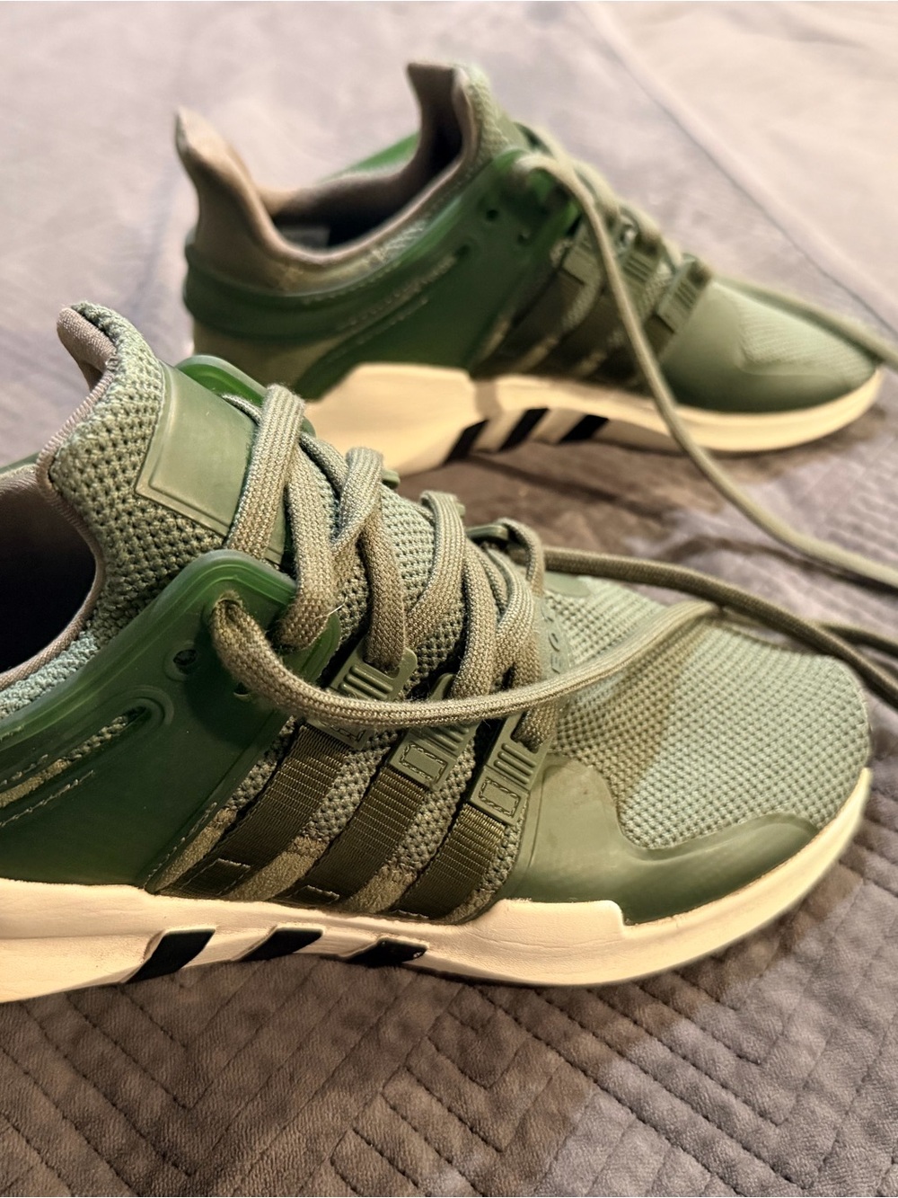 adidas Women's Olive Green Mesh and Synthetic Lace-Up Sneakers